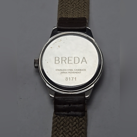 Mens Breda Silver Tone Watch On Woven Band White Dial New Battery - Picture 9 of 9